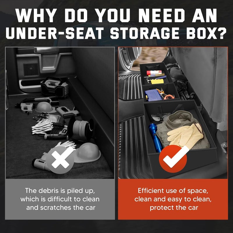 AUTOFIT Foldable Under Seat Storage Organizer for 2019-2025 2026 Chevy Silverado/GMC Sierra 1500 & 2020-2025 2500HD/3500HD - 600D Oxford Cloth Double & Crew Cab Underseat Waterproof Tool Box Accessory - Image 5